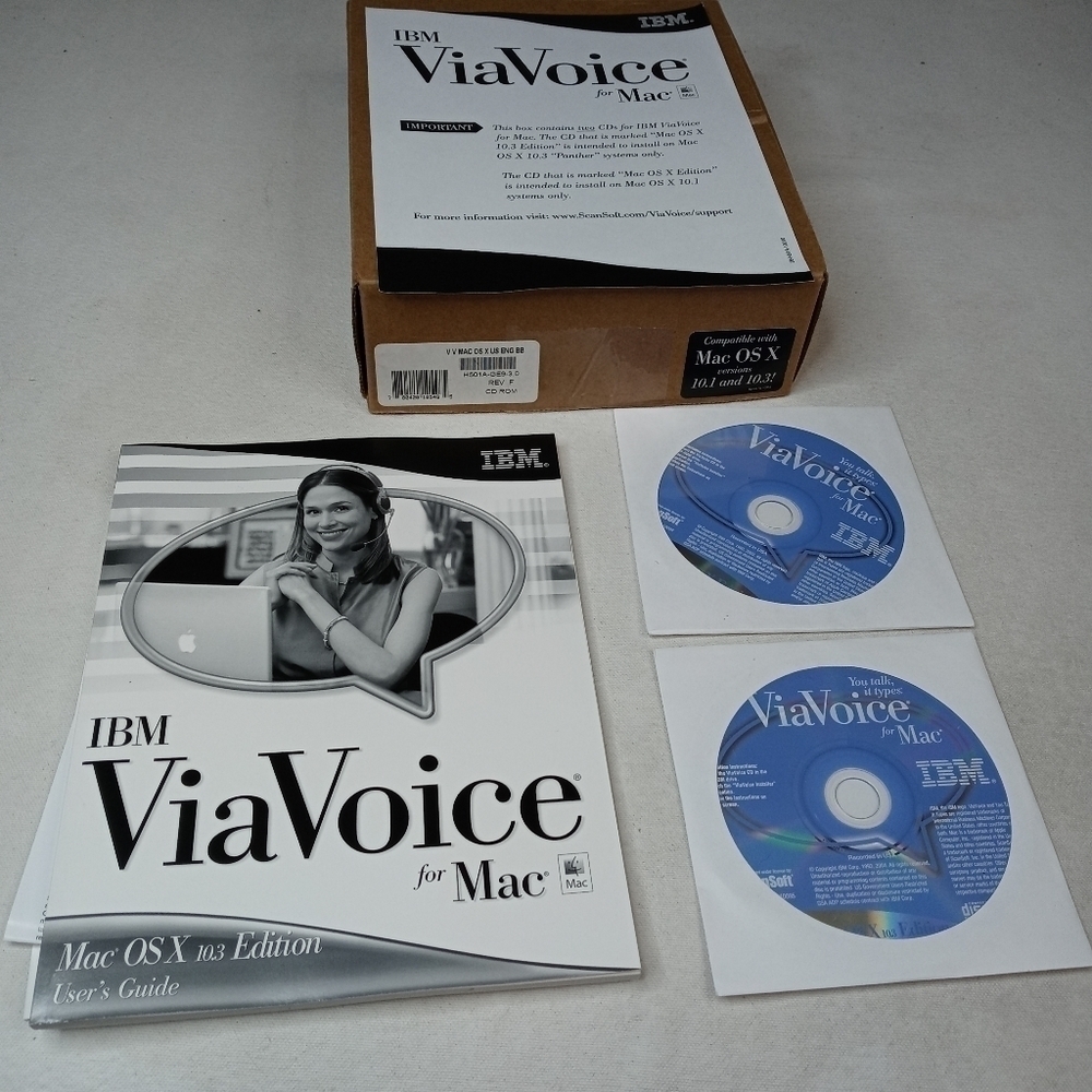 IBM ViaVoice for Mac OSX 10.3 edition. New open bo